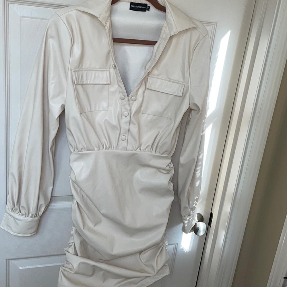 Cream Pleather mini dress